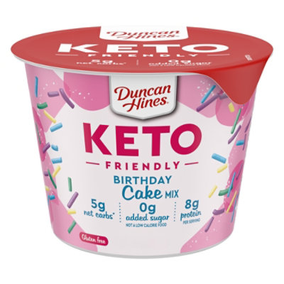 Duncan Hines Keto Friendly Gluten Free No Sugar Added Birthday Cake Mix - 2.1 Oz