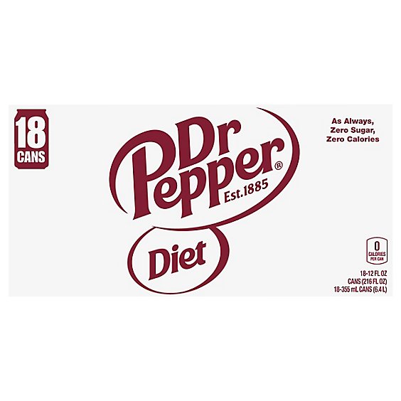 Dr Pepper Diet Soda cans - 18-12 Fl. Oz.
