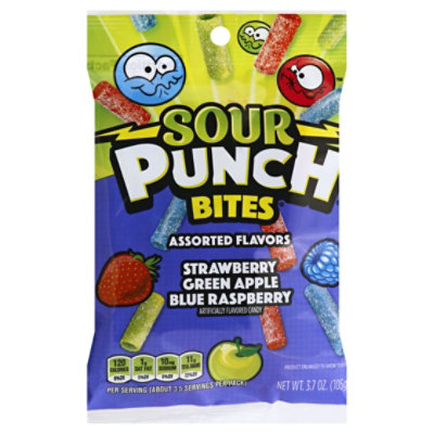 Sour Punch Bites Fruit Flavored Chewy Candy Assorted Bag - 3.7 Oz