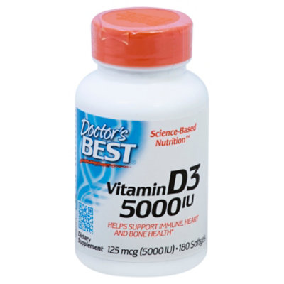 Doctor's Best Vitamin D3 5000IU Dietary Supplement - 180 Count - Image 1