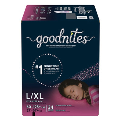Two GoodNites Girls Underwear for Nighttime Pull-ups Sizes 8-14 60