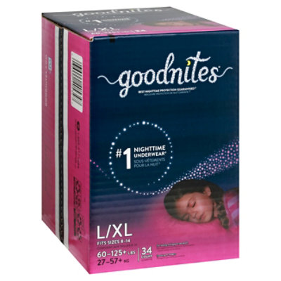 Goodnites Youth Pants L/xl Girl Giga - 34 CT - shaws
