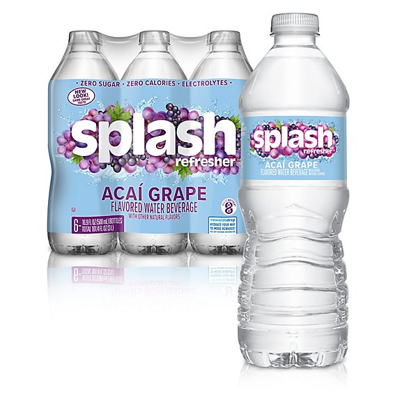 Splash Blast Acai Grape Flavored Water In Bottles - 6-16.9 Oz