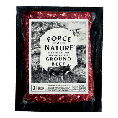 Force Of Nature 85% Lean Ground Beef Grass Fed - 16 OZ - Image 1