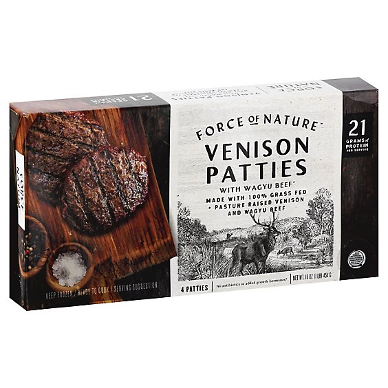 Force Of Nature Venison & Wagyu Beef Grass Fed Patties - 16 OZ