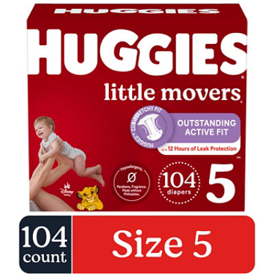 Huggies Little Movers Baby Diapers Size 5 (27+ lbs) - 104 Count