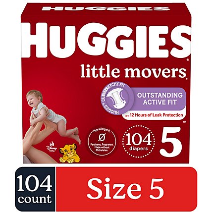 Huggies Little Movers Size 5 Baby Diapers - 104 Count - Image 1