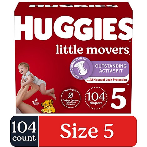 Huggies Little Movers Size 5 Baby Diapers - 104 Count