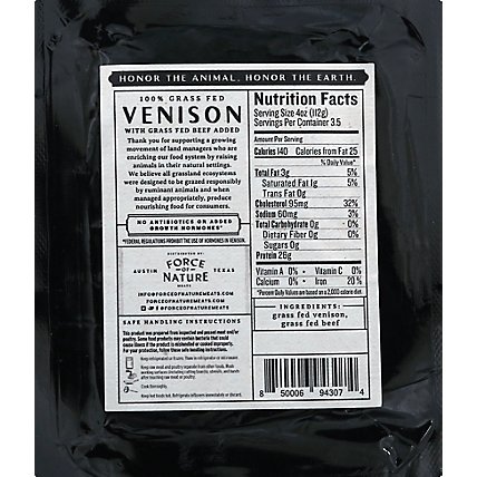 Force Of Nature Ground Venison With Beef Grass Fed Brick - 14 OZ - Image 6
