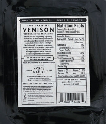 Force Of Nature Ground Venison With Beef Grass Fed Brick - 14 OZ - Image 6