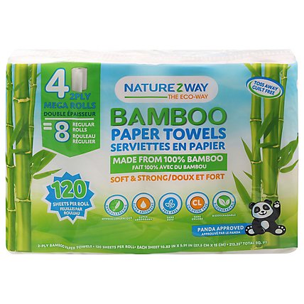 Naturezway 100% Bamboo 4 Mega Roll Paper Towels - 4 RL - Image 2