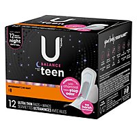 U by Kotex Teen Ultra Thin Unscented Overnight Feminine Pads With Wings - 12 Count - Image 8