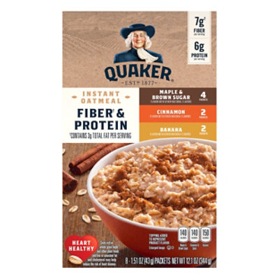 Quaker Fiber & Protein Instant Oatmeal Variety 8 Pack - 12.6 OZ - Image 2