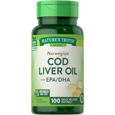 Nature's Truth Norwegian Cod Liver Oil With EPA/DHA - 100 Count - Image 1