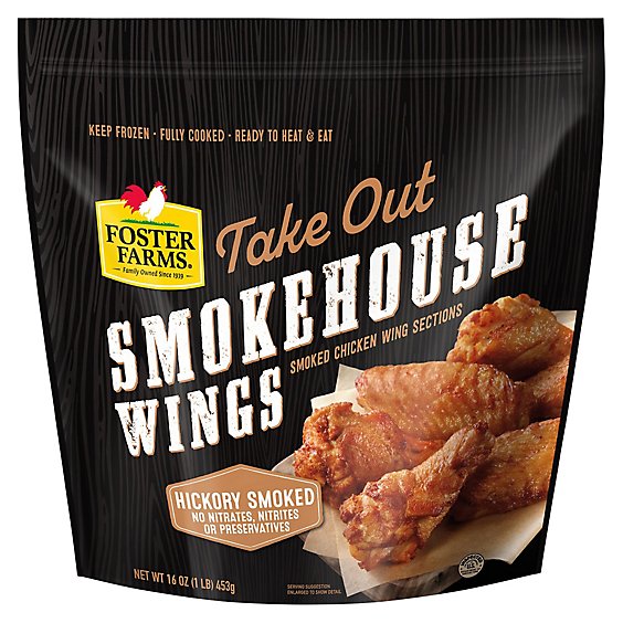 Foster Farms Fully Cooked Take Out Smokehouse Wings Hickory Smoked - 16 OZ