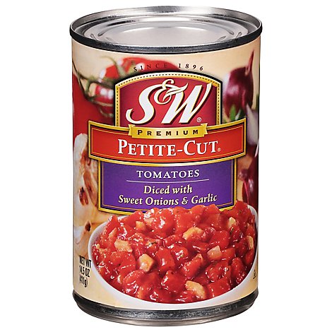 S&w Petite Cut Diced With Sweet Onions & Roasted Garlic Tomatoes - 14.5 OZ