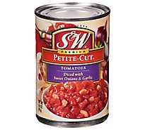S&w Petite Cut Diced With Sweet Onions & Roasted Garlic Tomatoes - 14.5 OZ