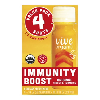 Vive Organic Immunity Boost Shot Original Ginger And Turmeric Wellness ...