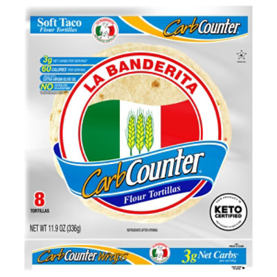 La Banderita Carb Counter Tortillas Wrap 8 Count - 12.66 OZ - Image 3