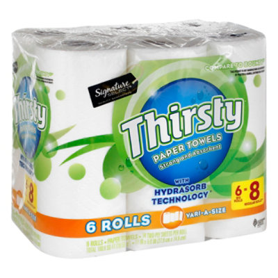 Signature Select Paper Towel Thirsty Strong Vari-a-size - 6 RL - Shaw's