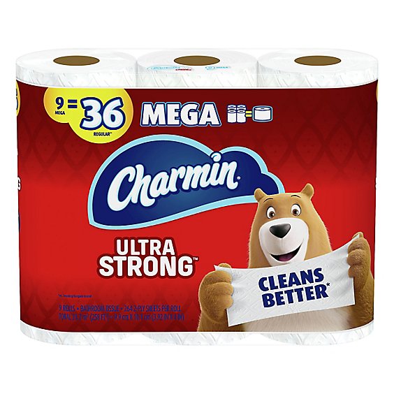 Charmin Ultra Strong Toilet Paper Mega Roll 264 Sheets Per Roll - 9 Count