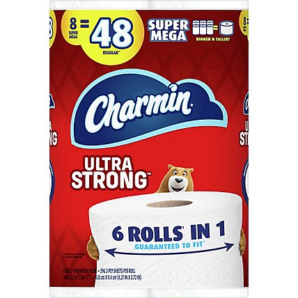 Charmin Ultra Strong 396 Sheets Per Super Mega Roll Toilet Paper - 8 Roll - Image 2