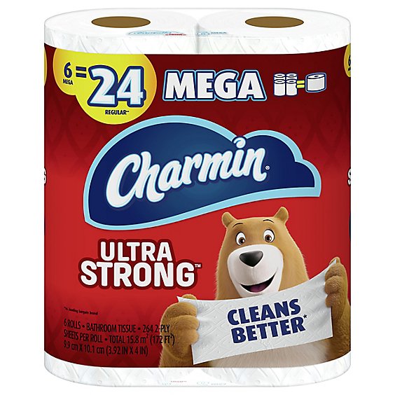 Charmin Ultra Strong Toilet Paper Mega Roll 264 Sheets Per Roll - 6 Count
