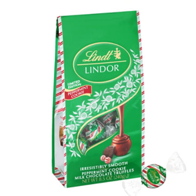 Lindt LINDOR Holiday Peppermint Cookie Milk Chocolate Candy Truffles Bag - 8.5 Oz - Image 1