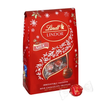 Lindt LINDOR Holiday Milk Chocolate Candy Truffles Bag - 15.2 Oz