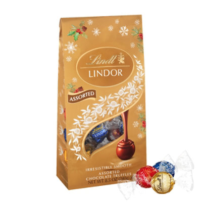 Lindt LINDOR Holiday Assorted Chocolate Candy Truffles Bag - 8.5 Oz - Image 1