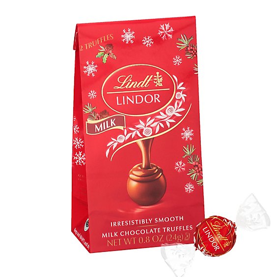 Lindt LINDOR Holiday Milk Chocolate Candy Truffles Mini Bag - 0.8 Oz