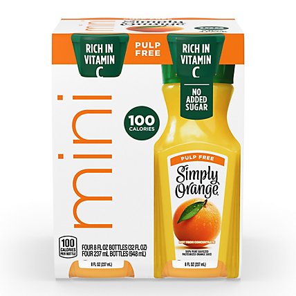 Simply Orange Pulp Free Juice Bottles - 4-8 OZ - Image 2