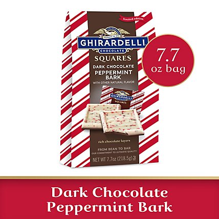 Ghirardelli Dark Chocolate Peppermint Bark Chocolate Squares Bag - 7.7 Oz - Image 1