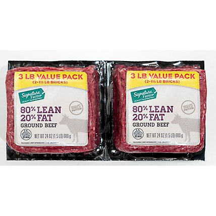 80% Lean Ground Beef 20% Fat Twin Brick - 3 LB - Image 1