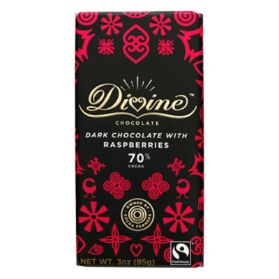 Divine Chocolate Bar Drk Choc Rspbrry - 3 OZ