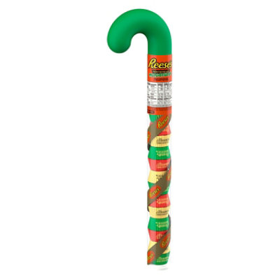 REESE'S Miniatures Milk Chocolate Peanut Butter Cups Christmas Candy Plastic Cane - 2.17 Oz