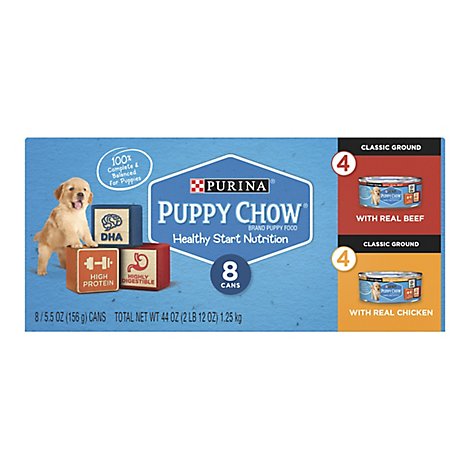 Puppy Chow Dog Food Wet Beef And Chicken Variety Pack - 8-5.5 Oz