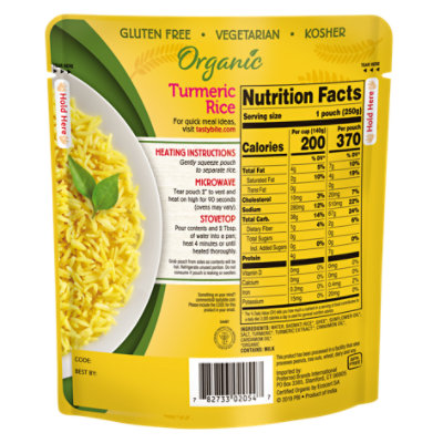 Tasty Bite Organic Turmeric Rice Fragrant Turmeric Rice 8.8.Oz - Image 2