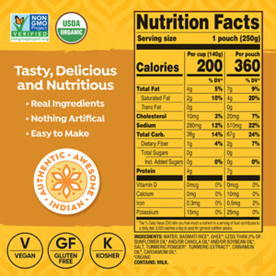 Tasty Bite Organic Turmeric Rice Fragrant Turmeric Rice 8.8.Oz - Image 5