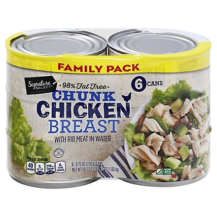 Signature Select Chicken Breast Chunk In Water Family Pk - 6-9.75 OZ - Image 1