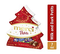 Merci Petits Christmas Milk Chocolate Candy Tree Shaped Gift Box - 7.04 Oz