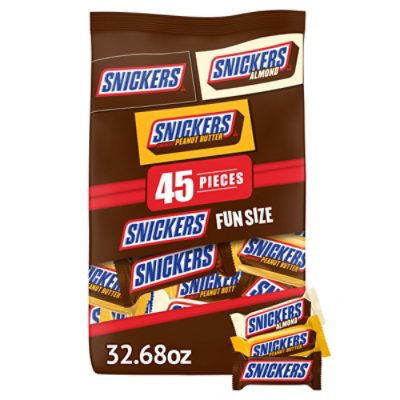 Snickers Original Peanut Butter & Almond Variety Pack Fun Size Chocolate Candy Bars Bag - 45 Count