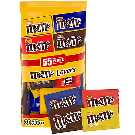 M&M'S Original Peanut Butter & Caramel Fun Size Chocolate Candy Bars Variety Pack - 55 Count
