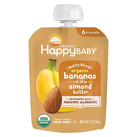 Happy Baby Organics Nutty Blends Organic Bananas With 1/2 Tsp Almond Butter - 3 OZ