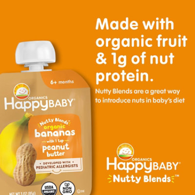 Happy Baby Organics Nutty Blends Organic Bananas With 1/2 Tsp Peanut Butter - 3 Oz - Image 2