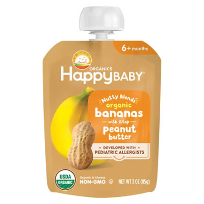 Happy Baby Organics Nutty Blends Organic Bananas With 1/2 Tsp Peanut Butter - 3 OZ