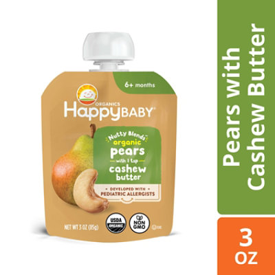 Happy Baby Organics Nutty Blends Organic Pears With 1 Tsp - 3 OZ