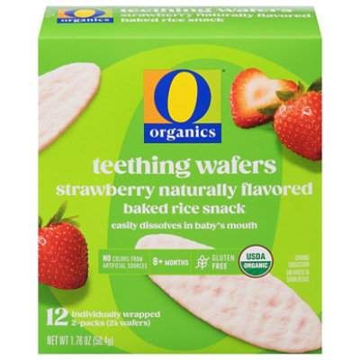 O Organics Teething Wafer Strawberry Rice Snack - 12-0.14 Oz - Image 1