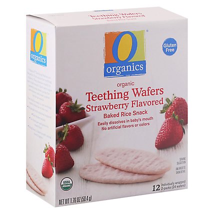 O Organics Teething Wafer Strawberry Rice Snack - 12-0.14OZ - Image 1