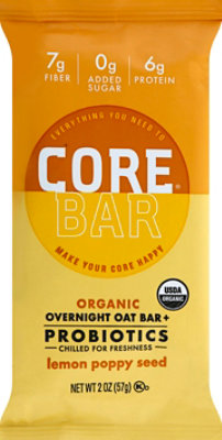 CORE Organic Overnight Oat Bar + Probiotics Lemon Poppy Seeds - 2 Oz - Image 2